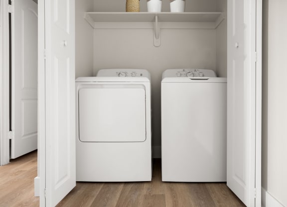 a washer and dryer in a laundry room